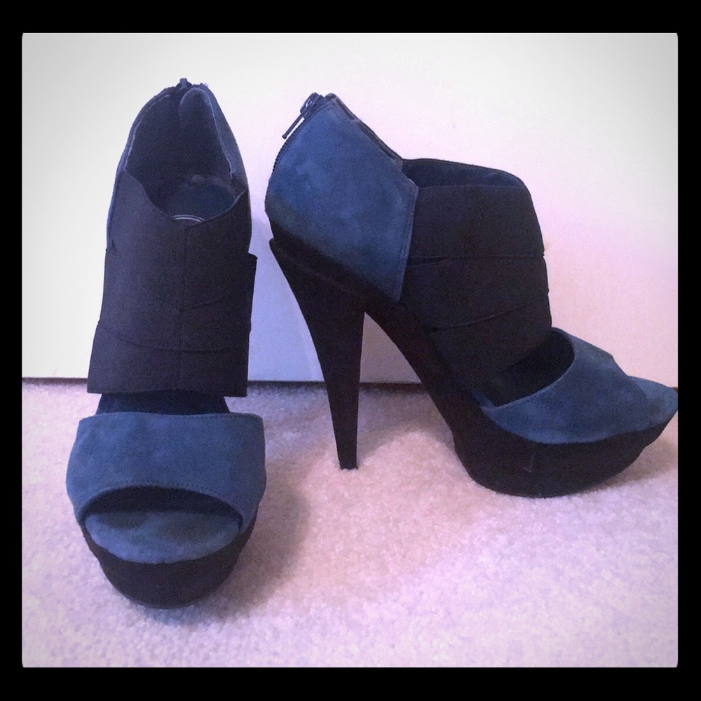 Jessica Simpson Shoes | Blue Suede Platfor…
